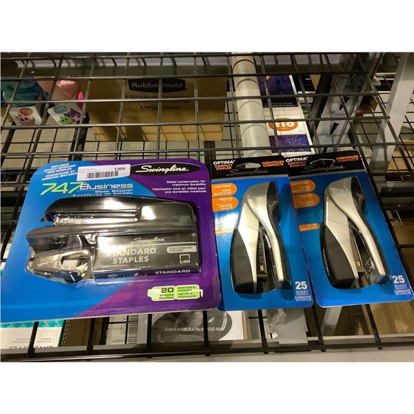 Lot of 3 Staplers 1x747 Business Set & 2X Optima Compact