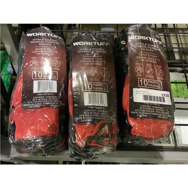 3x10 Pair Nitrile Coated Work Gloves