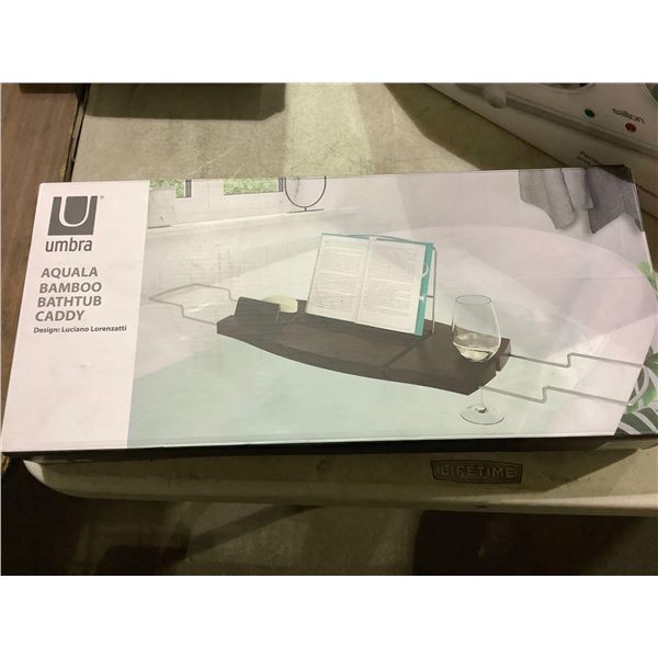 Dark Brown Extendable Bamboo Bathtub Caddy