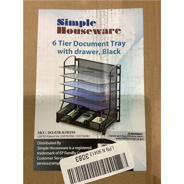 Simple Houseware 6 Tier Document Tear with Drawer - Black