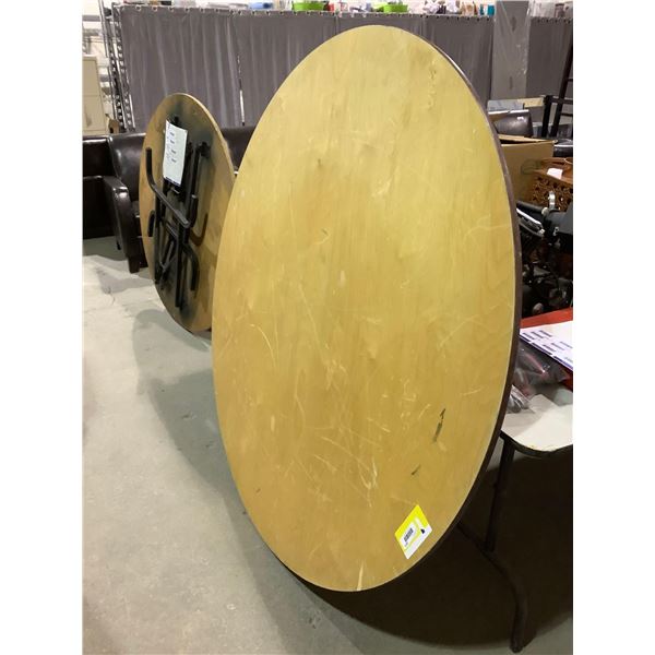 Folding banquet Table Round 6 ft diameter heavy duty wood-asst colors