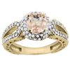 Image 1 : 1.20 CTW Morganite & Diamond Ring 14K Yellow Gold - REF-89F7N