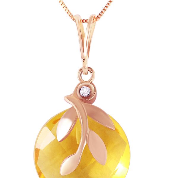 Genuine 5.32 ctw Citrine & Diamond Necklace 14KT Rose Gold - REF-31N2R