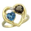 Image 1 : 2.61 CTW Diamond, London Blue Topaz & Quartz Ring 10K Yellow Gold - REF-24Y3V