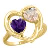 Image 1 : 1.91 CTW Diamond, Amethyst & Morganite Ring 10K Yellow Gold - REF-26F5N