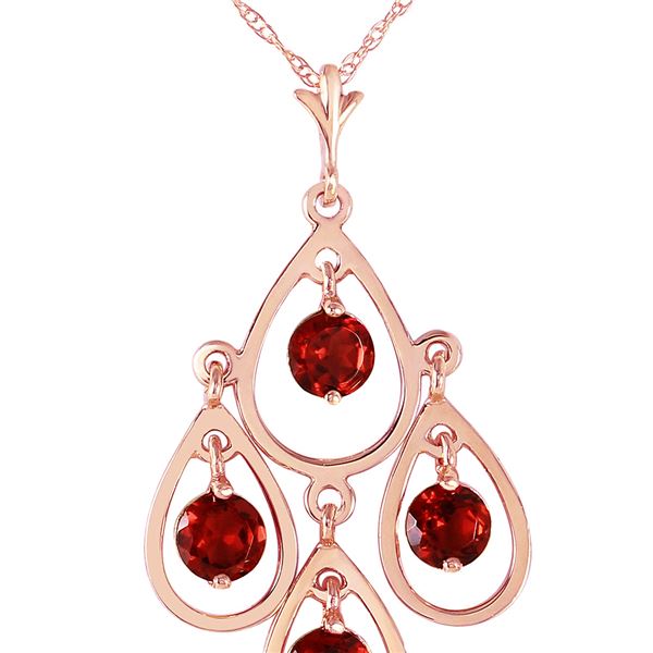 Genuine 1.20 ctw Garnet Necklace 14KT Rose Gold - REF-30Z7N