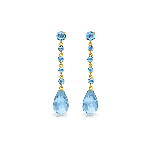 Genuine 23 ctw Blue Topaz Earrings 14KT Yellow Gold - REF-50K6V