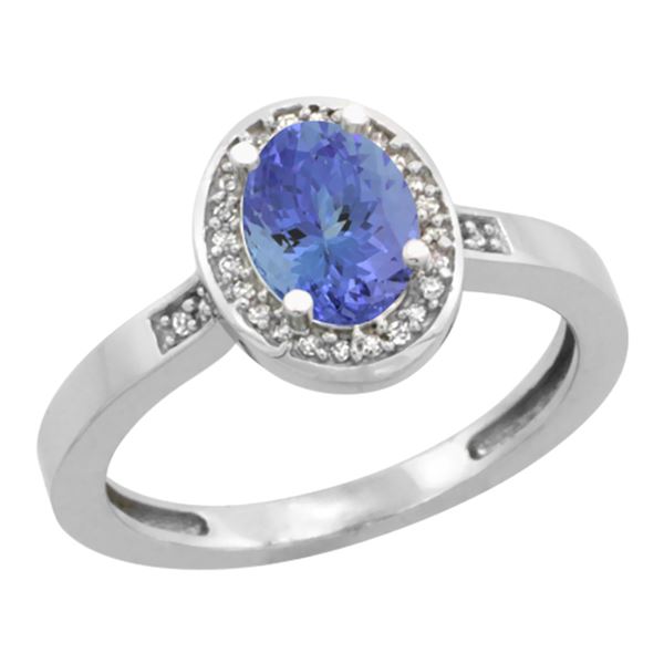 0.92 CTW Tanzanite & Diamond Ring 14K White Gold - REF-44H5M