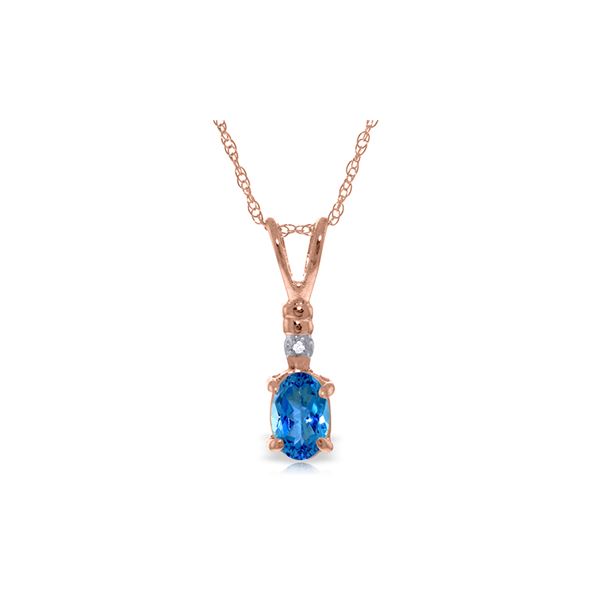 Genuine 0.46 ctw Blue Topaz & Diamond Necklace 14KT Rose Gold - REF-21A6K