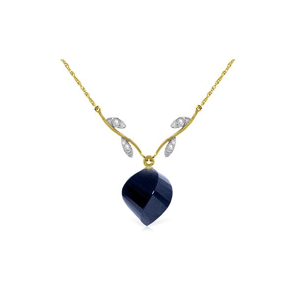 Genuine 15.27 ctw Sapphire & Diamond Necklace 14KT Yellow Gold - REF-46A7K