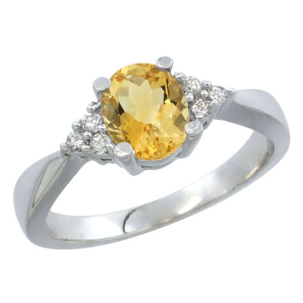 1.06 CTW Citrine & Diamond Ring 14K White Gold - REF-36A9X