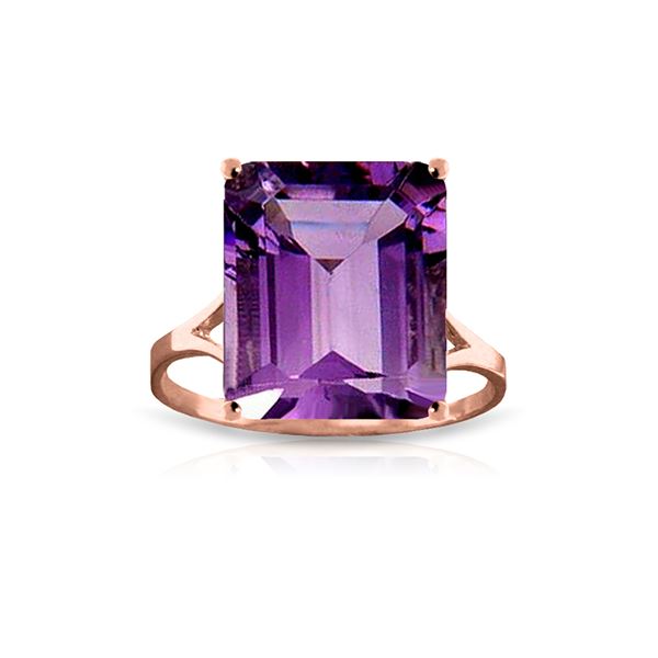 Genuine 6.5 ctw Amethyst Ring 14KT Rose Gold - REF-43K8V