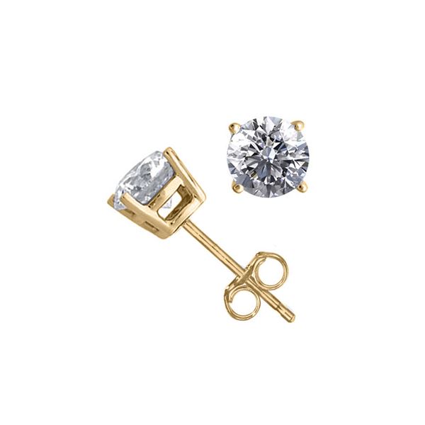 14K Yellow Gold 1.04 ctw Natural Diamond Stud Earrings - REF-141F9N