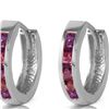 Image 1 : Genuine 0.85 ctw Amethyst Earrings 14KT White Gold - REF-37P2H