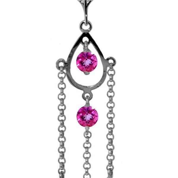 Genuine 1.50 ctw Pink Topaz Necklace 14KT White Gold - REF-29T7A