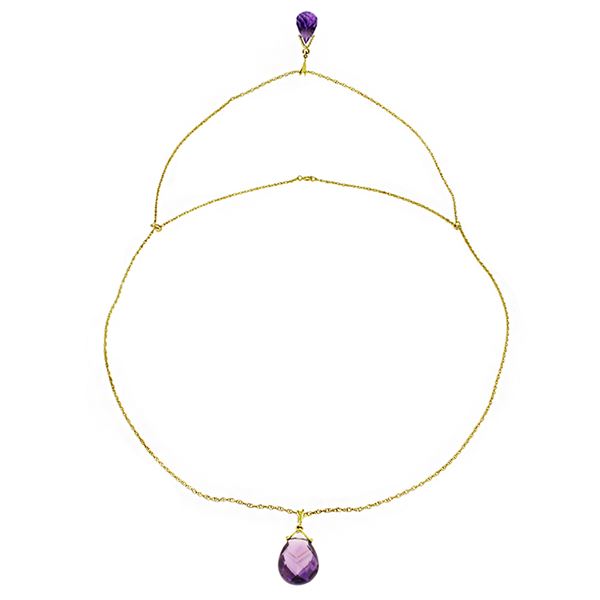 Genuine 7.5 ctw Amethyst Necklace 14KT Yellow Gold - REF-56M4T