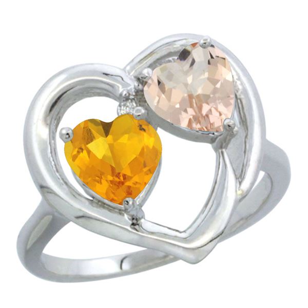 1.91 CTW Diamond, Citrine & Morganite Ring 10K White Gold - REF-26M5K