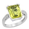 Image 1 : 5.52 CTW Lemon Quartz & Diamond Ring 14K White Gold - REF-52X7M