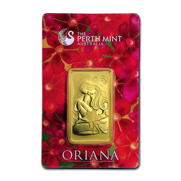 Genuine 1 oz 0.9999 Fine Gold Bar - Perth Mint Oriana