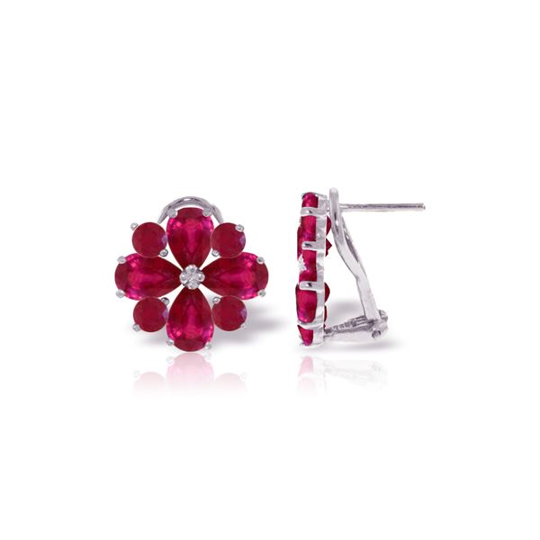 Genuine 4.85 ctw Ruby Earrings 14KT White Gold - REF-71X8M