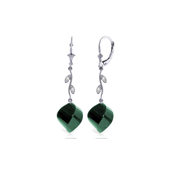 Genuine 30.52 ctw Green Sapphire Corundum & Diamond Earrings 14KT White Gold - REF-66X2M