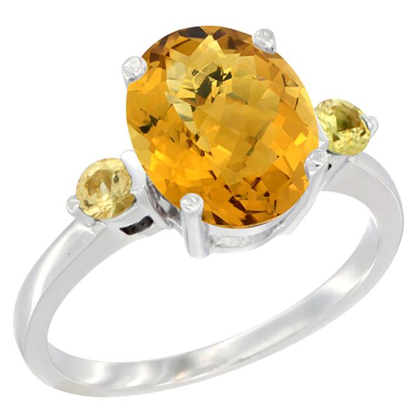 2.64 CTW Quartz & Yellow Sapphire Ring 10K White Gold - REF-23V7R