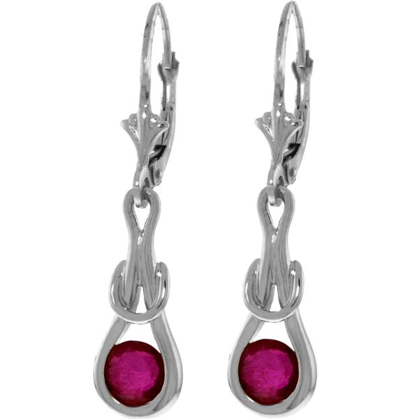 Genuine 1.30 ctw Ruby Earrings 14KT White Gold - REF-54Z5N