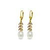 Image 1 : Genuine 9.2 ctw Pearl & Amethyst Earrings 14KT Yellow Gold - REF-45K8V
