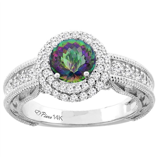 1.45 CTW Mystic Topaz & Diamond Ring 14K White Gold - REF-86M6K