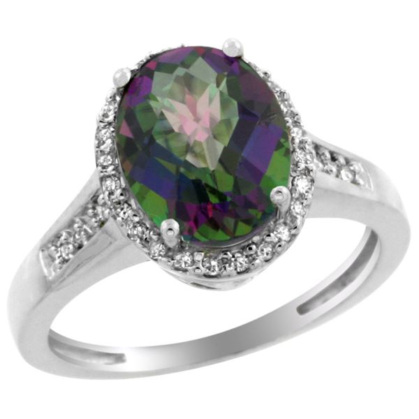 2.60 CTW Mystic Topaz & Diamond Ring 14K White Gold - REF-54A7X