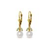 Image 1 : Genuine 4.4 ctw Pearl & Peridot Earrings 14KT Yellow Gold - REF-20N4R