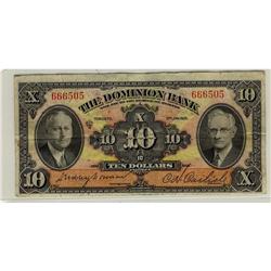 The Dominion Bank, 1935 $10, CH-220-26-04. Nice colours