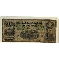 Mechanics Bank $4 1872 #31195 CH-430-10-04c " Beauharno