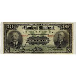 The Bank of Montreal  1912 $10    Fine  CH505-52-04.  A