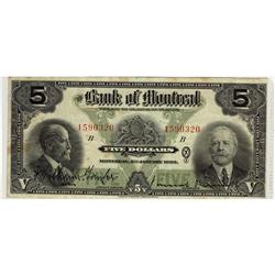 The Bank of Montreal 1923 $5 # 1590320 CH-505-56-02  VF
