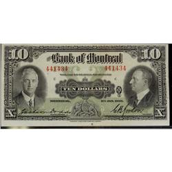 The Bank of Montreal 1935 $10 #441434 CH-505-60-02  Unc