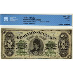 DC-8e 1878 $1 Plain CCCS VF20, a nice bright example