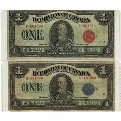 DC-25b and DC-25c 1923 $1 #G-481086, #F-604593, Lot of