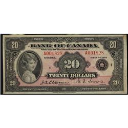 BC-9a 1935 $20 English text Large seal A001828. VF, a v