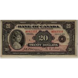 BC-9a 1935 $20 Large Seal #A042331  VF, a problem free