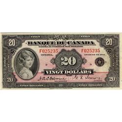 BC-10 1935  $20 #F025235  French text  CCCS EF-40, a ve