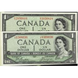 BC-29a and BC-29b, 1954 DF $1.  Lot of 2 notes, BC29a g