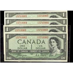 Consecutive run of 4  BC-29a  1954 $1 Coyne-Towers F/A5