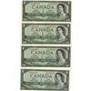 Image 1 : BC-29b 1954 $1 DF. Lot of 4 notes AU to UNC.