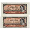 Image 1 : A consecutive 1954 $2 Devil's face pair.  BC-30b E/B128