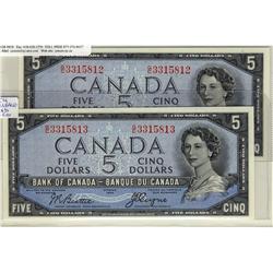 BC-31b 1954  $5 #G/C3315812 to 13, Lot of two consecuti