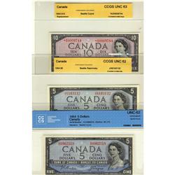 BC-31b 1954 $5, BC-39b $5.  Lot of 2 certified notes.