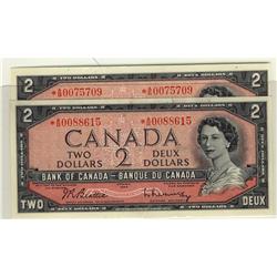 BC-38bA 1954 $2.  Lot of 2 notes *AB0088615 and *AB0075