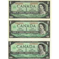 Lot of 3 different 1967 $1 "REPLACEMENT" notes; *B/M, *