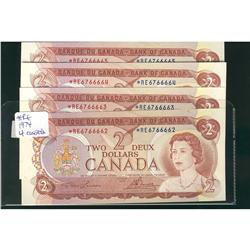 BC-47aA, 1974 $2 *RE #6766662 to 6766665 UNC, lot of fo